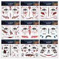 Halloween Temporary Tattoos Day of the Dead Tattoo Stickers Wound Bloody Eye Tattoo Decals 10 Sheets Fake Tattoos for Halloween Party Makeup Decorations