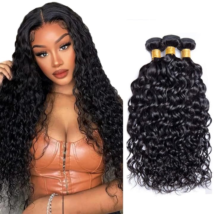 Freiuoke Virgin Human Hair Bundles - Water Wave, 150g, 3 Pack