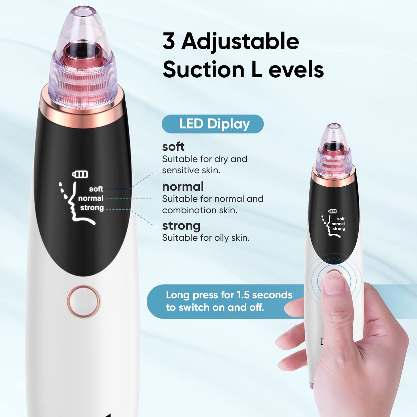 Daweir Blackhead Remover Pore Vacuum - Pimple Extractor Tools Pore Cleaner toolfor Face & Nose