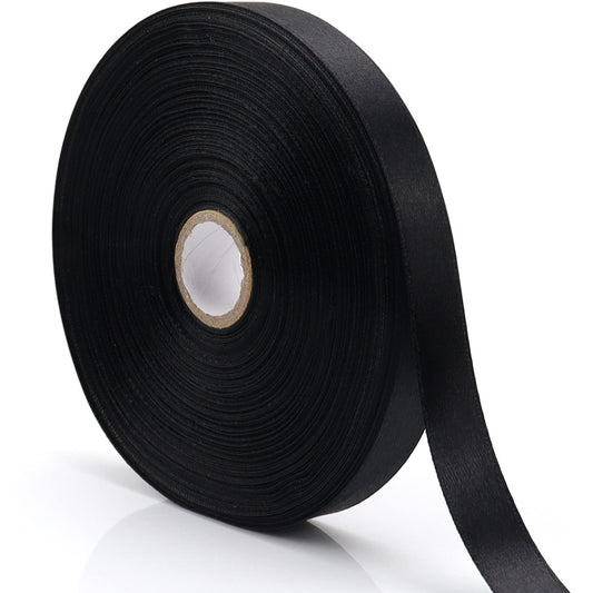 Nsilu 1/2 inch, Black Ribbon for Gift Wrapping 50 Yards Perfect Wedding Party Wreath Sewing DIY Hair Accessories Decoration Floral Hair Balloons Other Projects