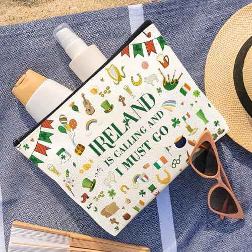 Ireland Gifts Makeup Bag - Irish Travel Essentials for Women Girls Friends Personalized Cosmetic Bags Trip Must Have Waterproof Traveling Toiletry Pouch Gift for Birthday Party Vacation