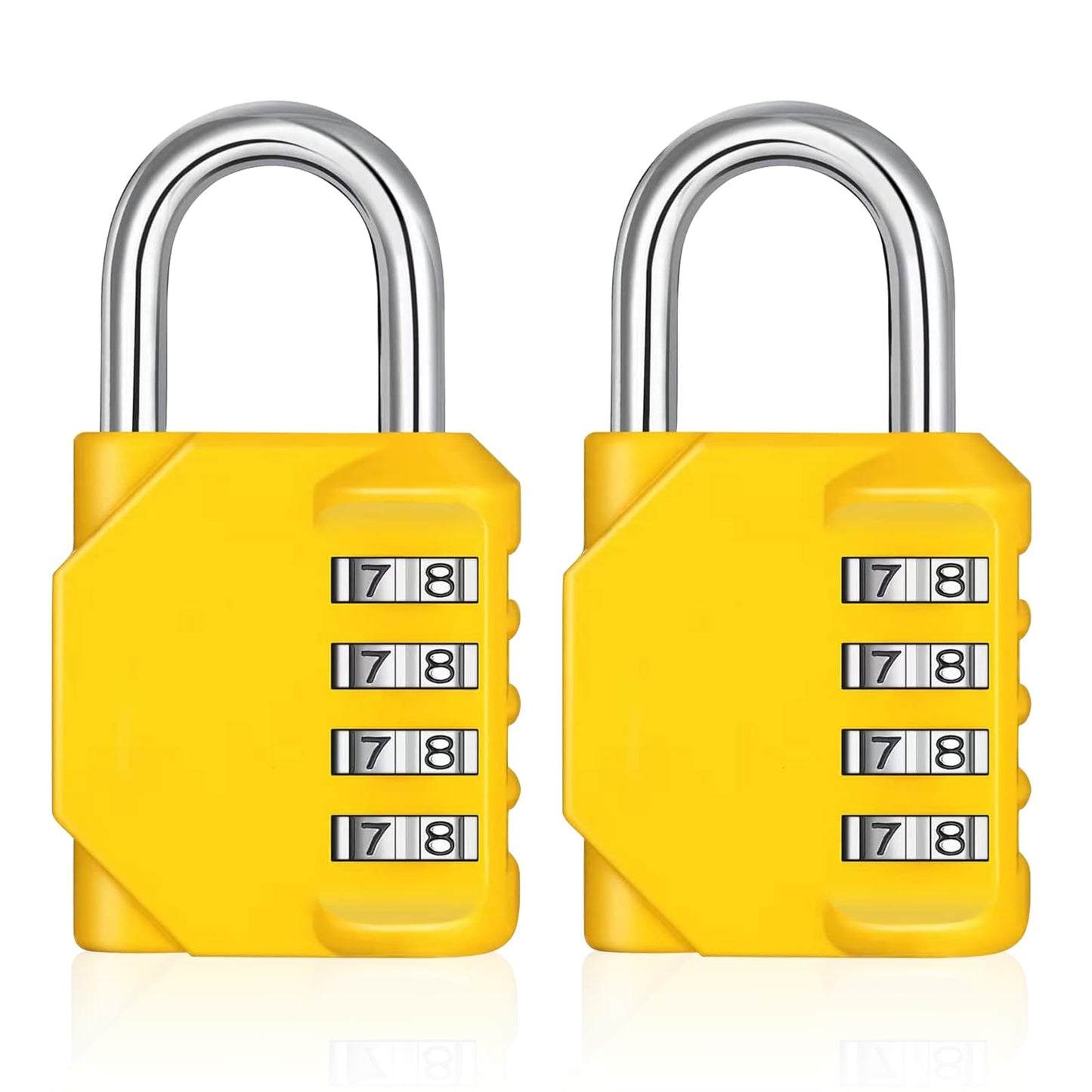 ZHEGE Combination Lock Outdoor 2 Pack, 4 Digit Resettable Weatherproof Combination Padlock for Gym, School, Gates, Doors, Hasps Storage (Yellow, 2 Pack)