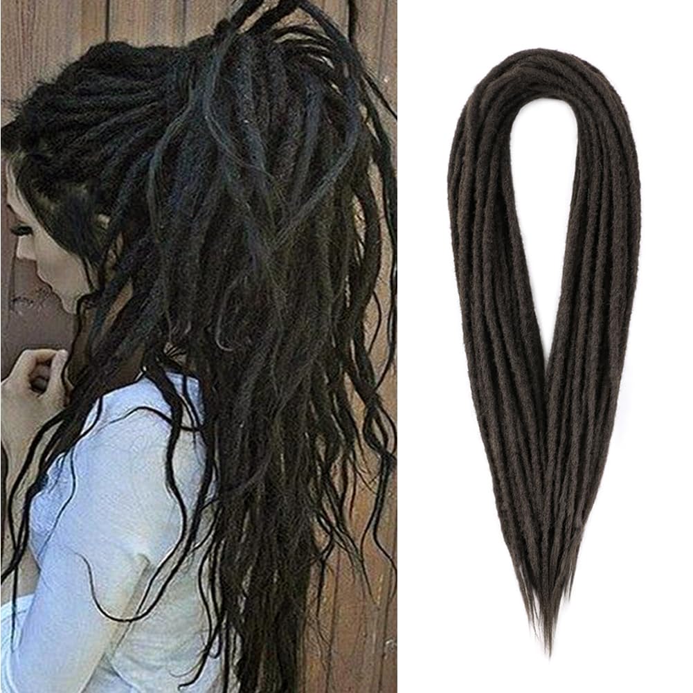 BUFENGSUN Synthetic Double Ended Dreadlock Extensions 20inches 10 Strands Thin Soft DE Dreadlocks Extensions for Women (10 Strands, #4)