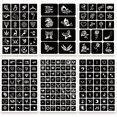 575pc Temporary Tattoo Stencil Kit - 20 Sheets Reusable