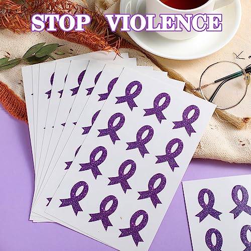 Purple Ribbon Awareness Temporary Tattoos - 240 Pcs