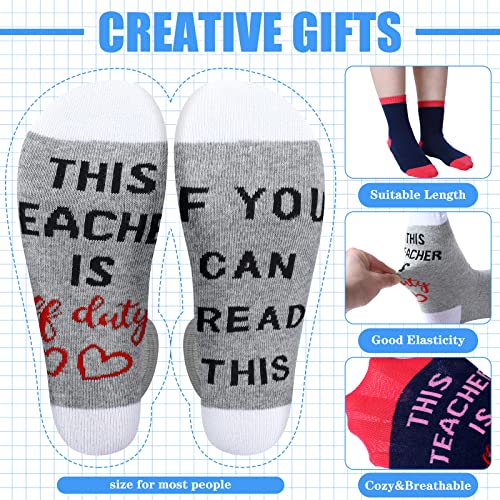 Funtery 16 Pcs Teacher Appreciation Gift Set 4 Cosmetic Bags 4 Keychains 4 Blessing Card Bracelets, 4 Pair Socks
