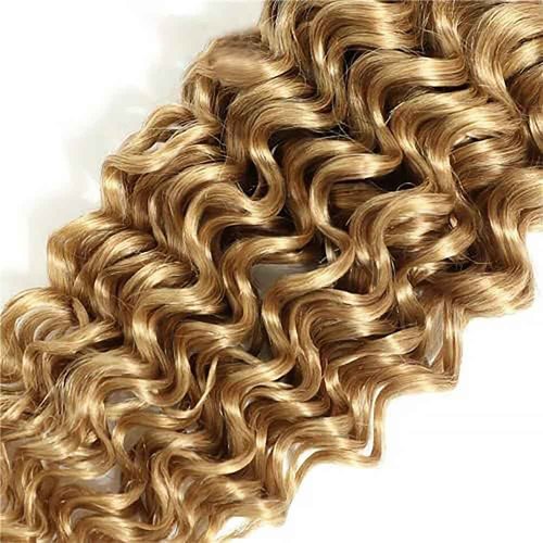 Deep Wave Human Hair Bundles Blonde 26 Inch Deep Single Bundle #27 Honey Blonde Human Hair Unprocessed Native Virgin Hair 100g Total Double Weft Crochet Human Hair Extensions for Women