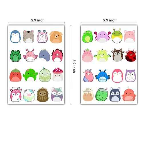 8 Sheets Cute Temporary Tattoos for Kids, Cute Birthday Party Supplies Tattoos Stickers for Party Decorations