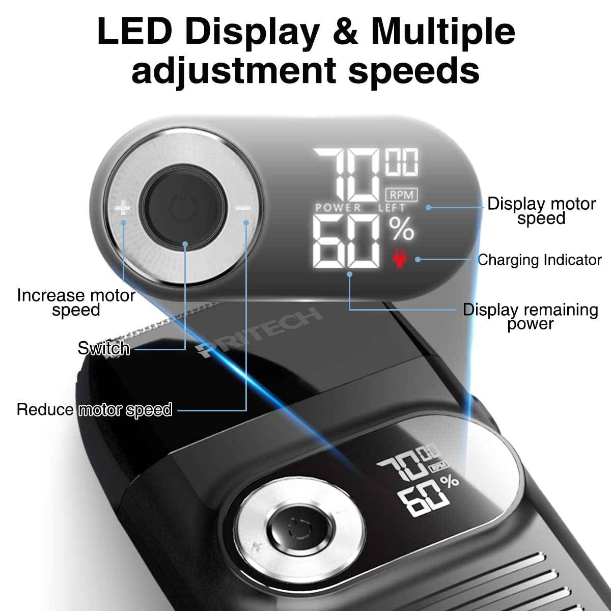 PRITECH Foil and Bald Shavers 2 in 1 Electric Shaver for Men Foil Blade and PopupTrimmer with Rechargeable 3 Adjustable Speeds Men's Shaver (Black Silver)