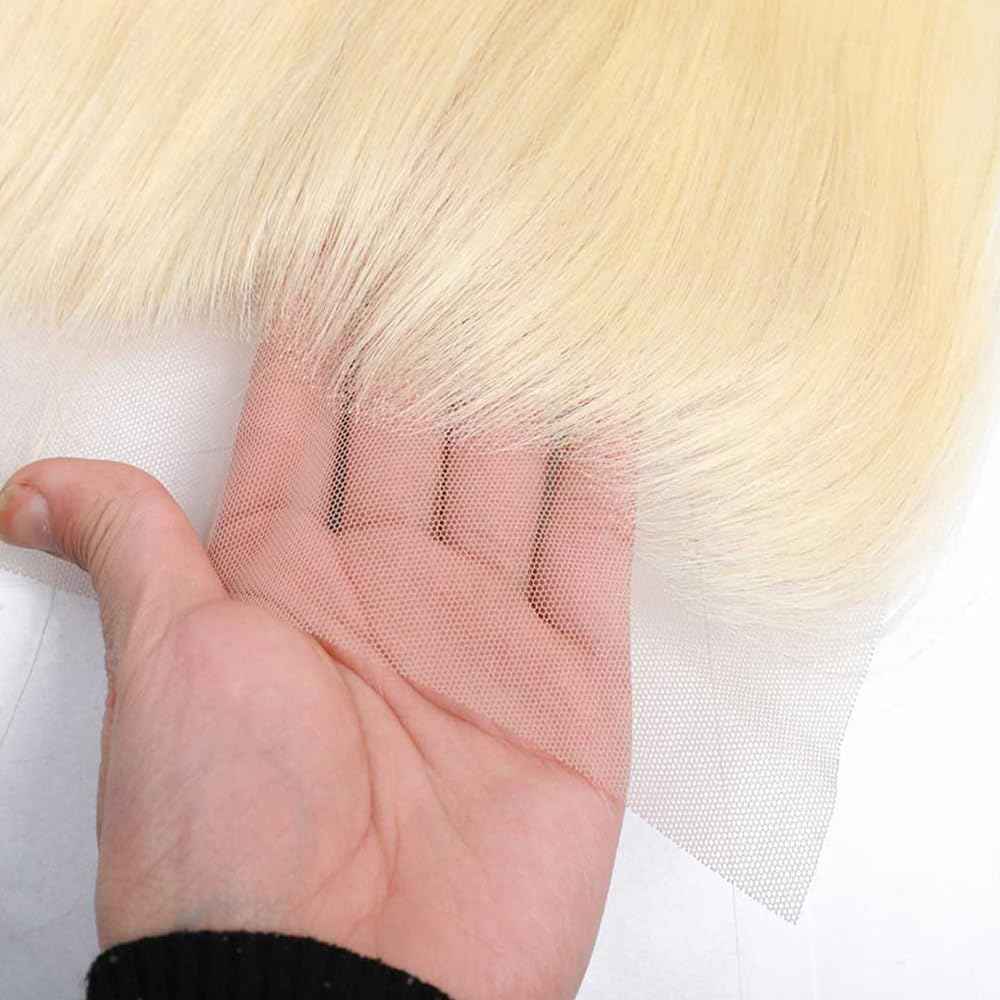Blonde 613 13x4 Lace Frontal Only Straight Human Hair Transparent Lace Front Hair Extensions 14 Inch True to Length