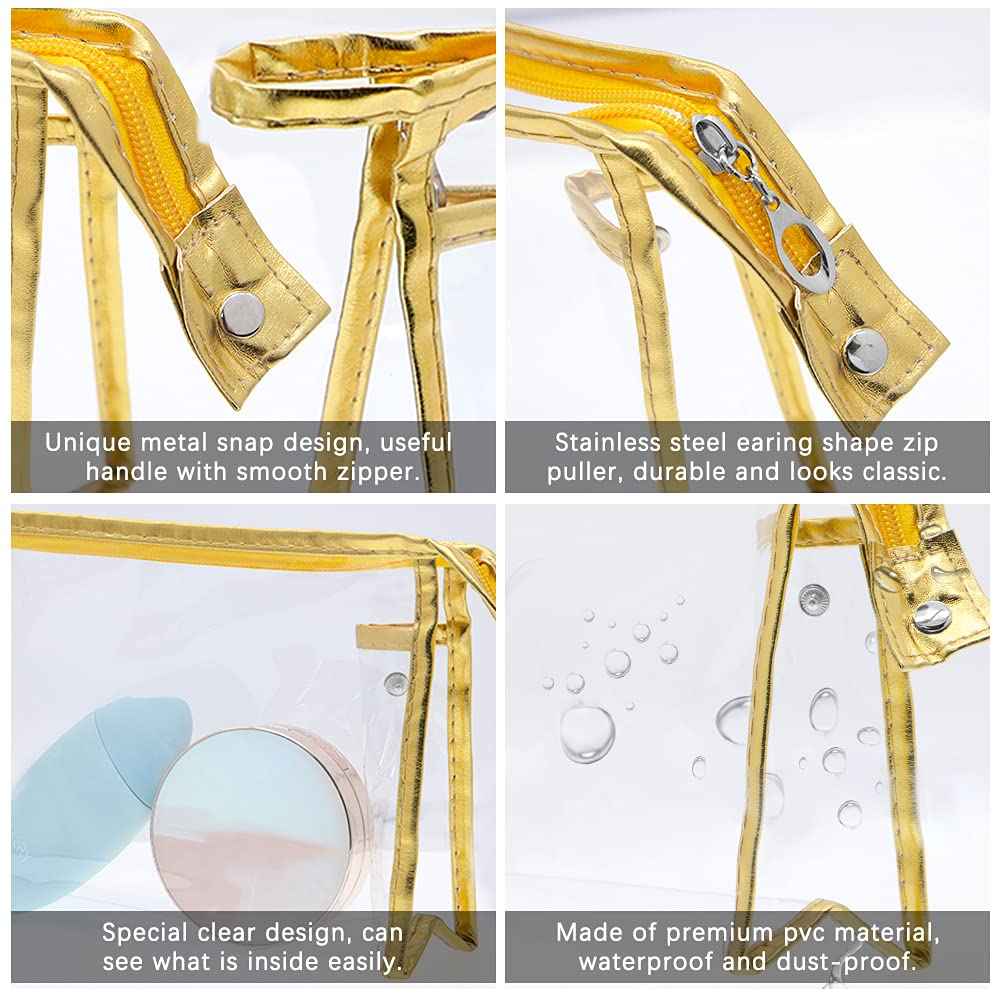 SITAKE 12 Pcs Portable Transparent Cosmetic Bags, Clear Waterproof Makeup Bags with Handle, PVC Travel Toiletry Bags Pouches, Clear Pencil Cases, Stationary Organizers(6 Colors)