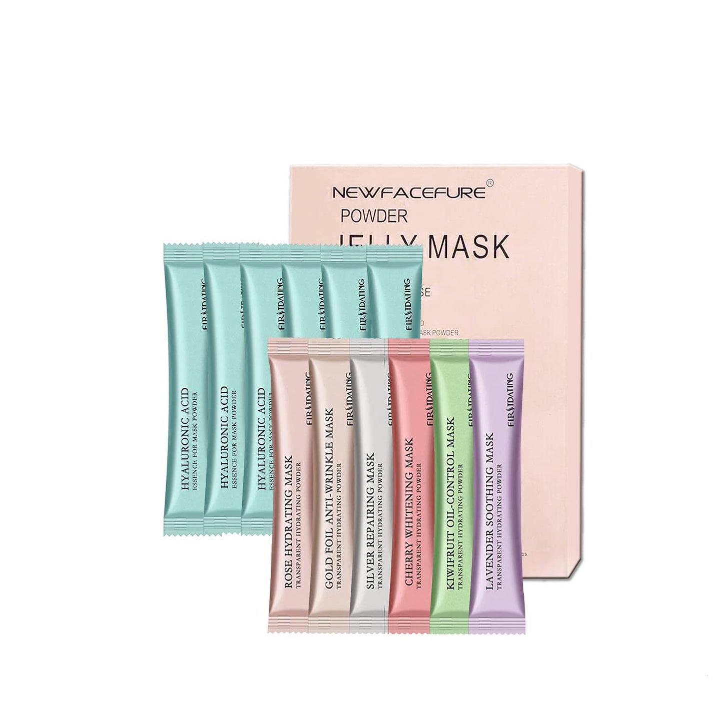 Newfacefure 12 Sacks Diy Spa Rose Hyaluronic Acid Hydro Jelly Facial Mask Powder Collagen Vitamin C Peel off Rubber Face Mask (6 styles)