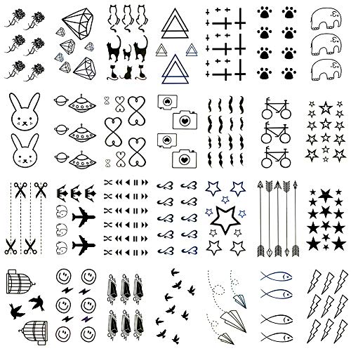 30 Sheets Temporary Tattoos Kit - 100+ Designs for Kids & Adults