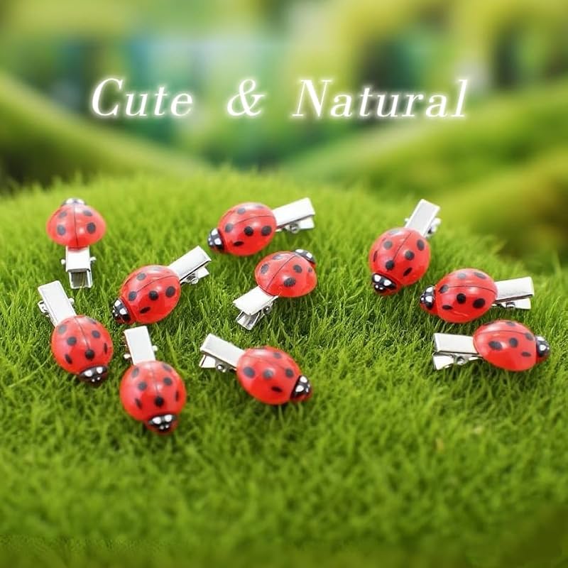 10 Pcs Ladybug Hair Clips - Red Cute Bug Accessories