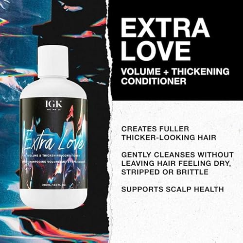 IGK EXTRA LOVE Volume & Thickening Shampoo & Conditioner Set | Volume + Scalp Balance + Oil Balance | Vegan + Cruelty-Free | 8 oz (Pack of 2)