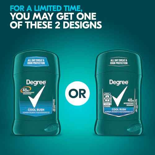 Degree Men Original Protection Antiperspirant Deodorant Cool Rush Pack of 12 48-Hour Sweat & Odor Protection Antiperspirant For Men 1.7 oz