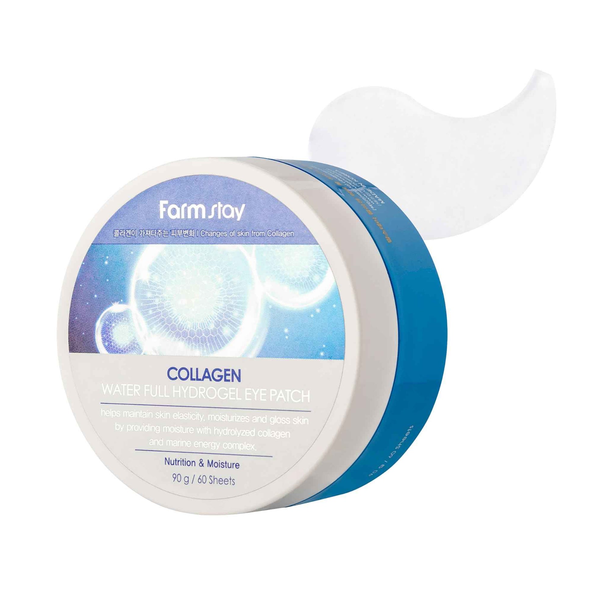 FARMSTAY Collagen Water Full Hydrogel Eye Patch - Hydrating Under Eye Mask with Collagen - Refreshes Tired Undereyes - Promotes Collagen Production - 60 pc (Pack of 2)