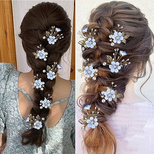 6 Piece Bridal Wedding Hair Pins with Pearls & Rhinestones
