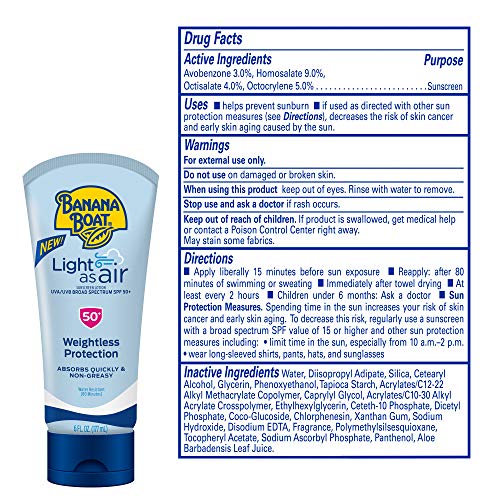Banana Boat Light As Air Sunscreen Lotion SPF 50 Twin Pack and Sport Ultra SPF 50 Sunscreen Lotion