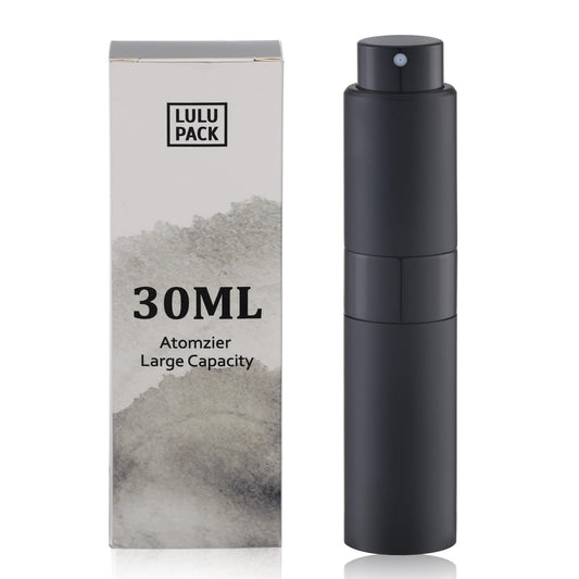 Lulupack Perfume Atomizer Refillable Travel Bottle: Cologne Portable Sprayer for Men - Mini Spray Empty for Refill - 1oz Large Size Black