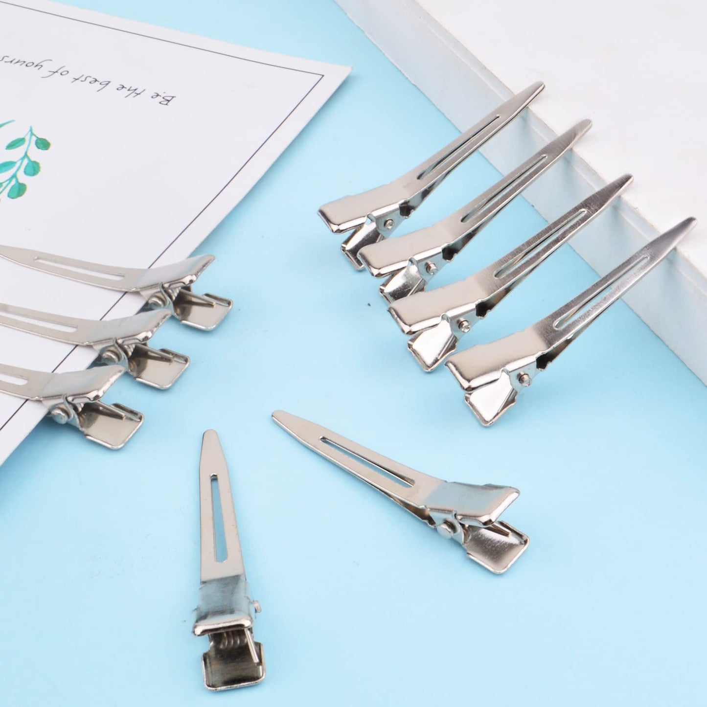 50 Pieces Silver Duck Bill Clips Metal Alligator Curl Clips Single Prong Hairclip Hairpins for Salon Styling Thick Hair Sectioning, 1.75 Inches