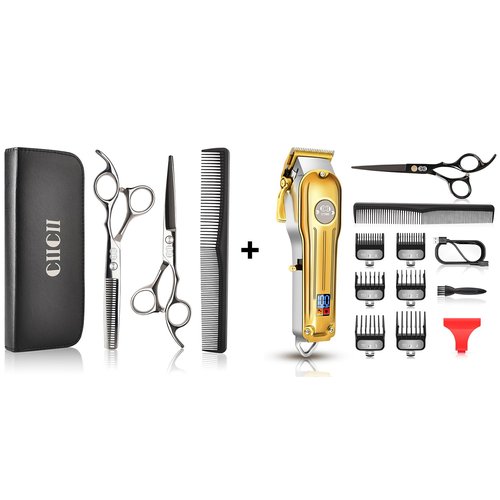 CIICII Hair Cutting Kit with Hair Clippers Set & Hair Cutting Scissors Shears Kit for Home Salon DIY Hairdressing