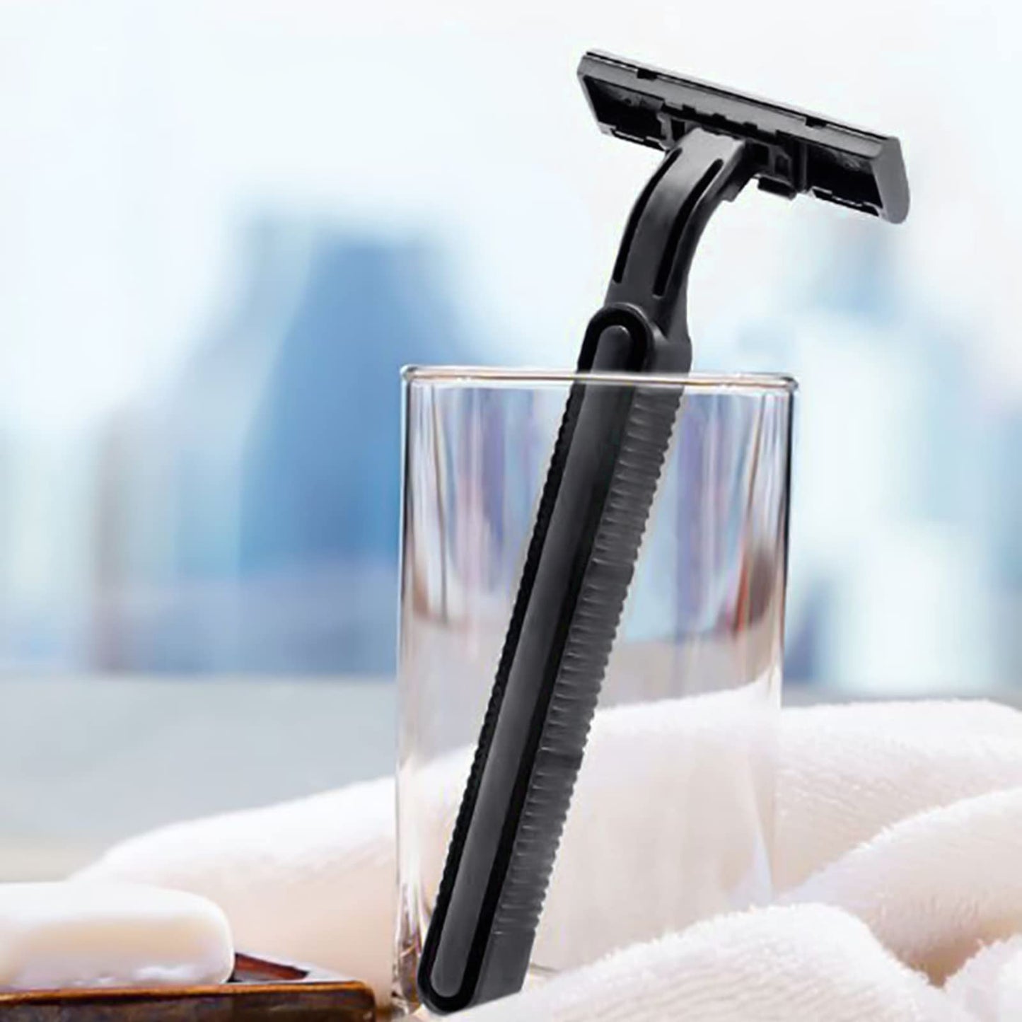 Disposable Razors in Bulk, Bulk Razors with Knife Cap, Black, Individually Packaged Disposable Razors Bulk with Shaving Cream for Hotels, Nursing Homes, Shelters, Homeless, Charities (pack-100)