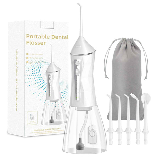 Water Flosser, 4 Modes, Portable 320ml Large Tank Water Flosser Oral Cleaner IPX7 Waterproof Cleaning Flosser for Home Travel (White)