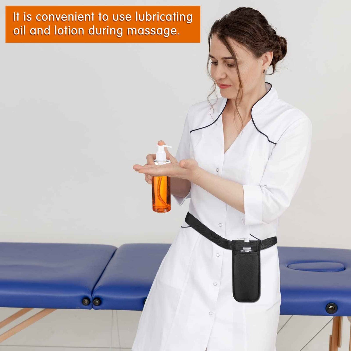 Eaasty 3 Sets Massage Bottle Holster Adjustable Single Holster and 8 oz Plastic Pump Dispenser Bottles for Lotion Massage Oil, Black