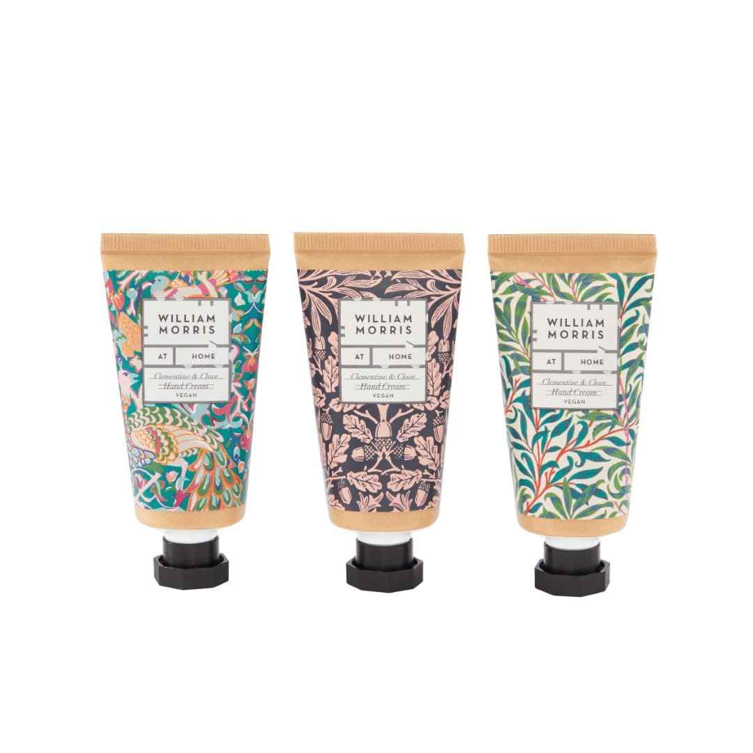 Heathcote & Ivory William Morris At Home Peacock-Three Hand Creams 3x30ml - Nourishing Trio for Soft and Supple Hands! Moisturizing Hand Cream Set, Gift-Worthy Packaging