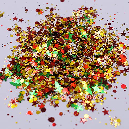 10 Grams/Pack - Christmas Holiday Snowflake Tree Mixes Series Glitter - Festival Rave Beauty Makeup Face Body Nail Art Craft Tumbler Decoration CH121