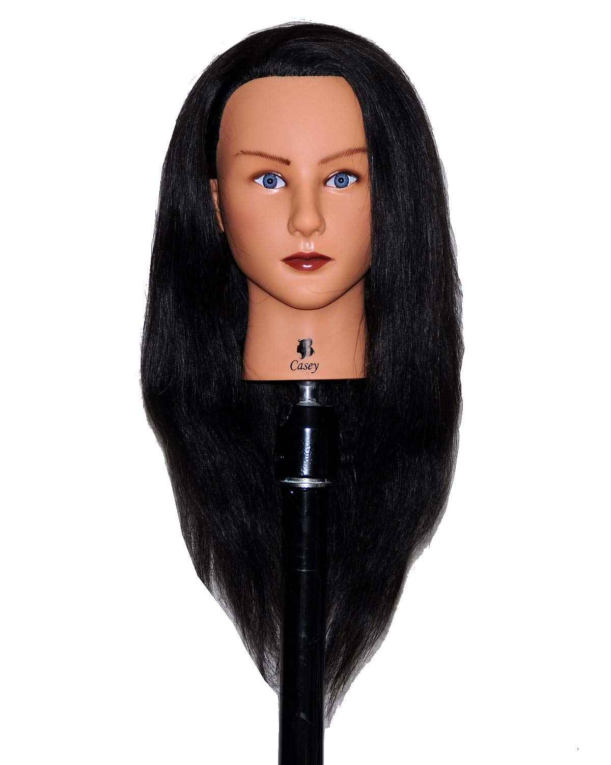 Bellrino 20-22" Cosmetology Mannequin Manikin Training Head with Human Hair with Table Clamp Holder - Helen (B-CASEY+C)