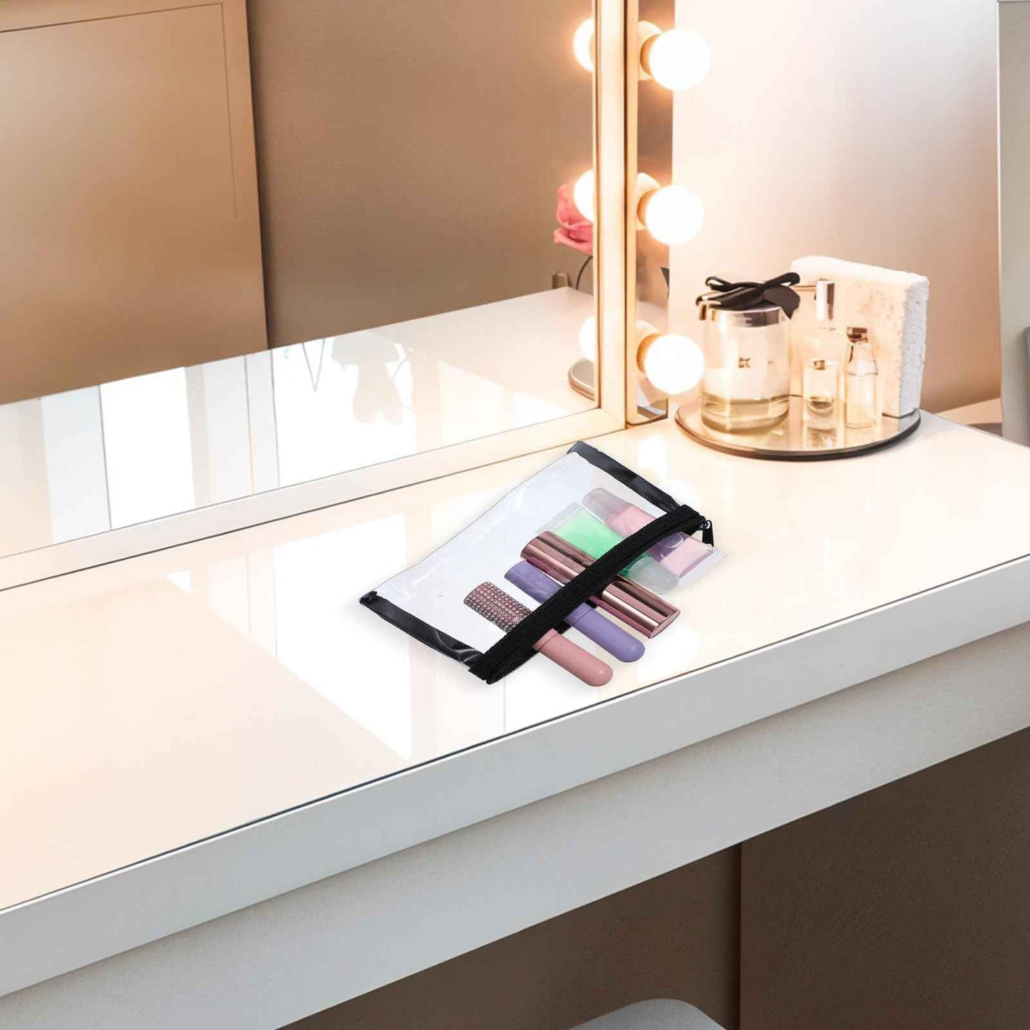 Tyqour 4Pcs Small Clear Makeup Bag 6.10 x 3.54inch Waterproof Clear Travel Bags Cosmetic Bags Zipper Pouches Multipurpose Makeup Pouches for Daily Toiletries Travel Office Supplies