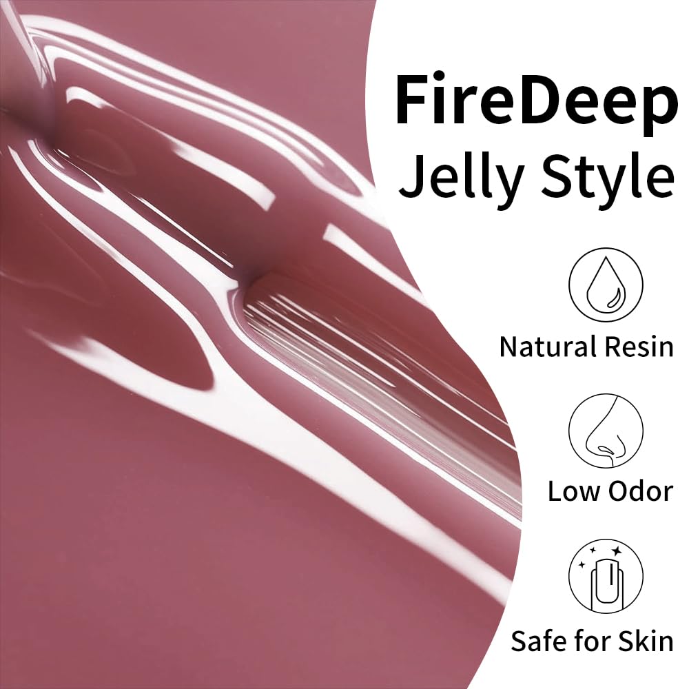 Firedeep Jelly Nude Pink Gel Nail Polish 16ML Sheer Transparent Pink UV/LED Soak Off Gel Polish for Winter Spring French Manicure 1Pcs