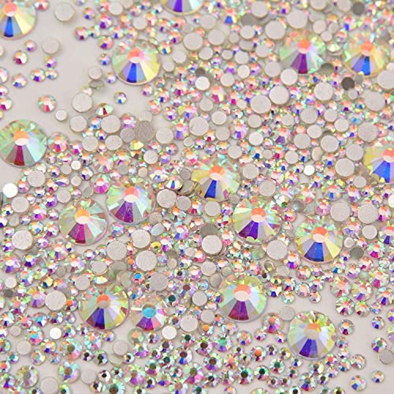 8000pc Non Hotfix Rhinestones 10 Sizes Glass Crystals Nail Art