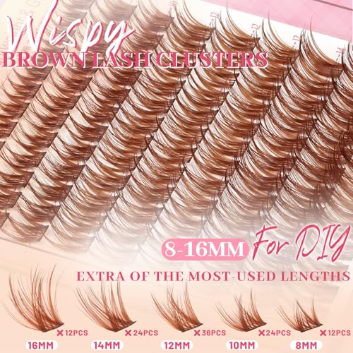 Brown Wispy Lash Clusters 8-16mm - Soft Individual Eyelashes
