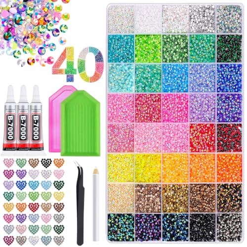 Bedazzler Kit with 40000 Rhinestones & Glue - 40 Colors