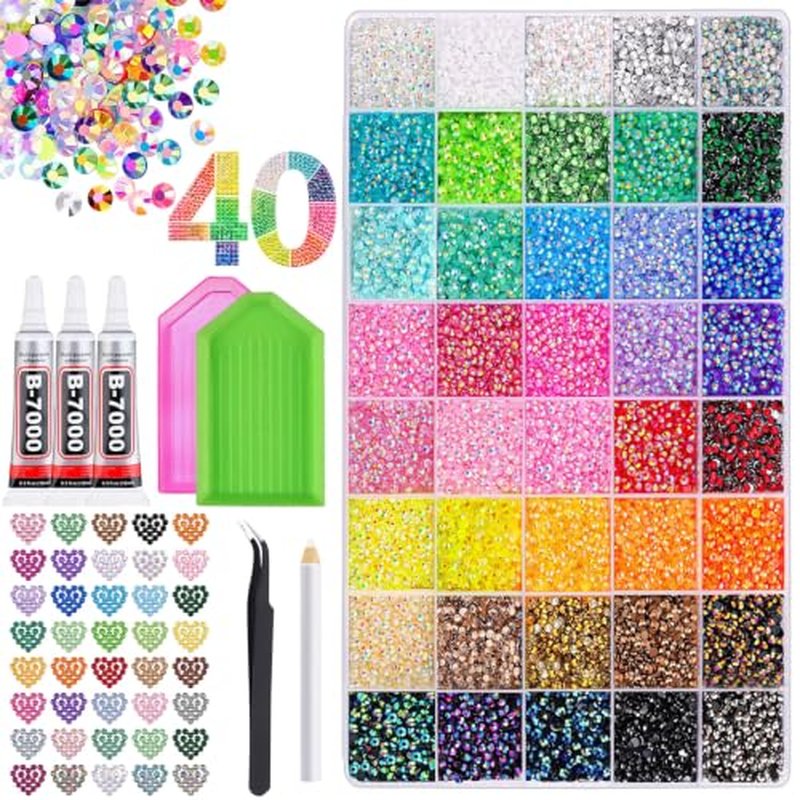 Bedazzler Kit with 40000 Rhinestones & Glue - 40 Colors