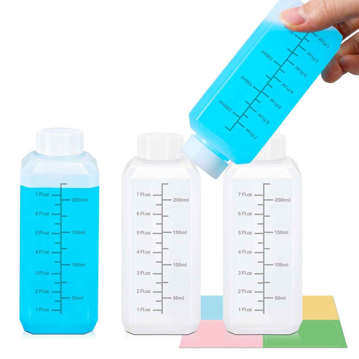 UMETASS 4 Pack 8oz Plastic Travel Bottles with Lids - Small Leak-Proof Containers for Liquid, Water, Pill Storage, Clear Empty Squeeze Bottles with Caps, BPA-Free