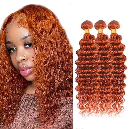 Ginger Deep Wave Human Hair Bundles - 350g, 12 Inch