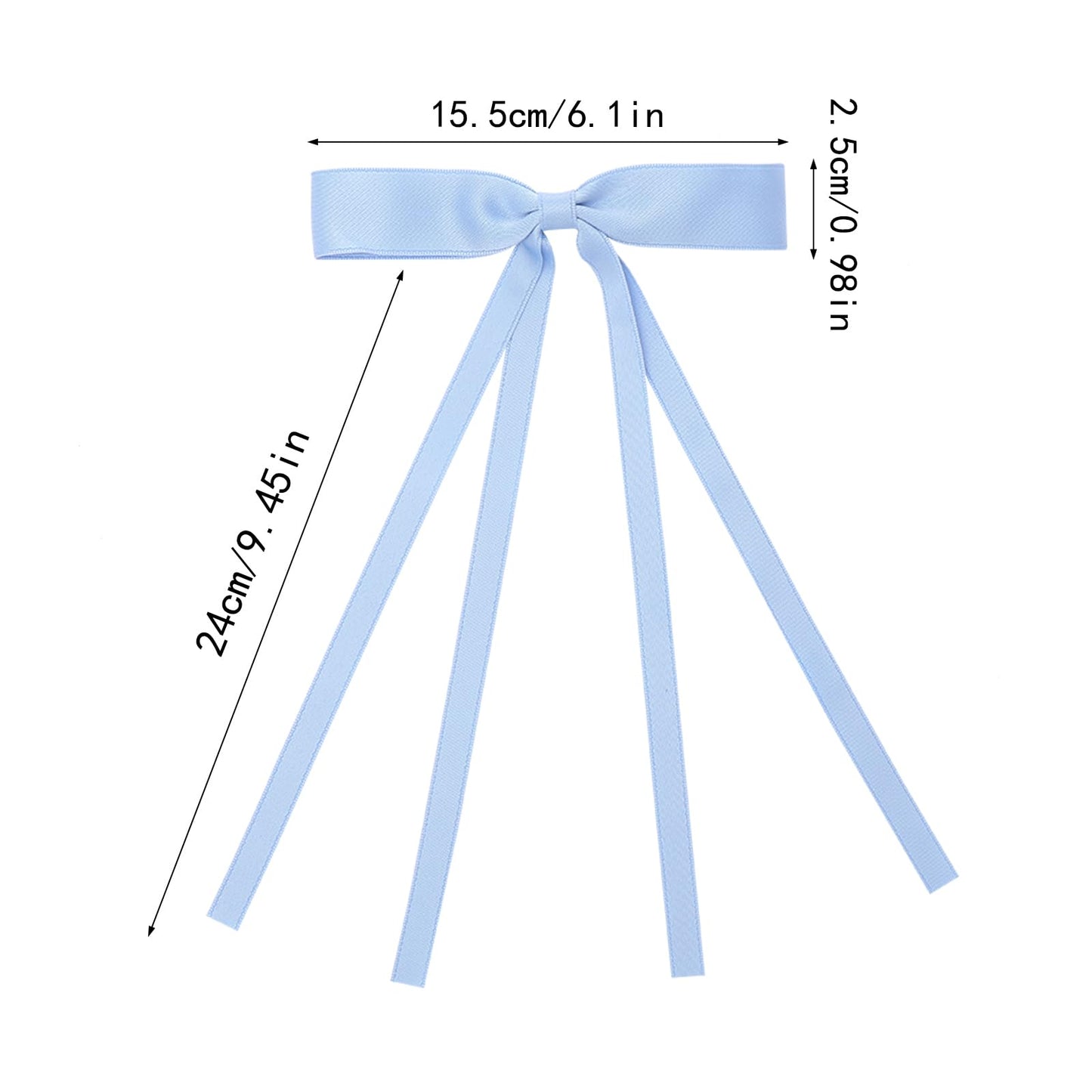 WORTL Hair Bows with Long Tails, Clips, and Barrettes for Women's Accessories (White, Blue, Navy Blue, Light Green)