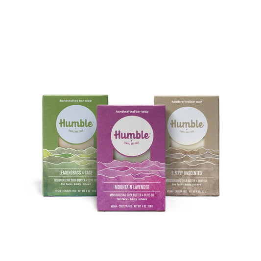 HUMBLE BRANDS Handcrafted Bar Soap, Organic Cold Processed Soap Bars, Moisturizing Face & Body Cleanser - Herbal & Fresh Variety Pack - 3 pack