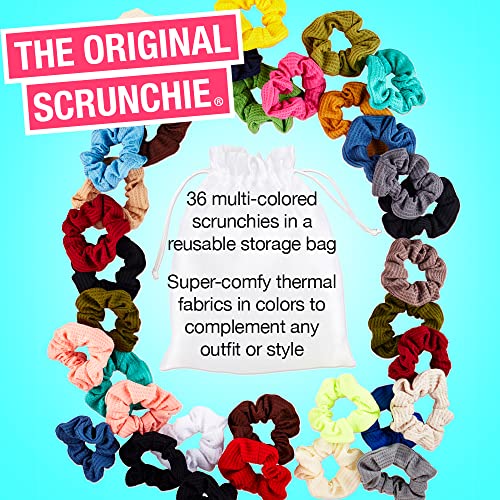 Scunci by Conair The Original Super Comfy Waffle Knit Scrunchie hair accessories - hair accessories for women - Assorted Colors- 36 Count