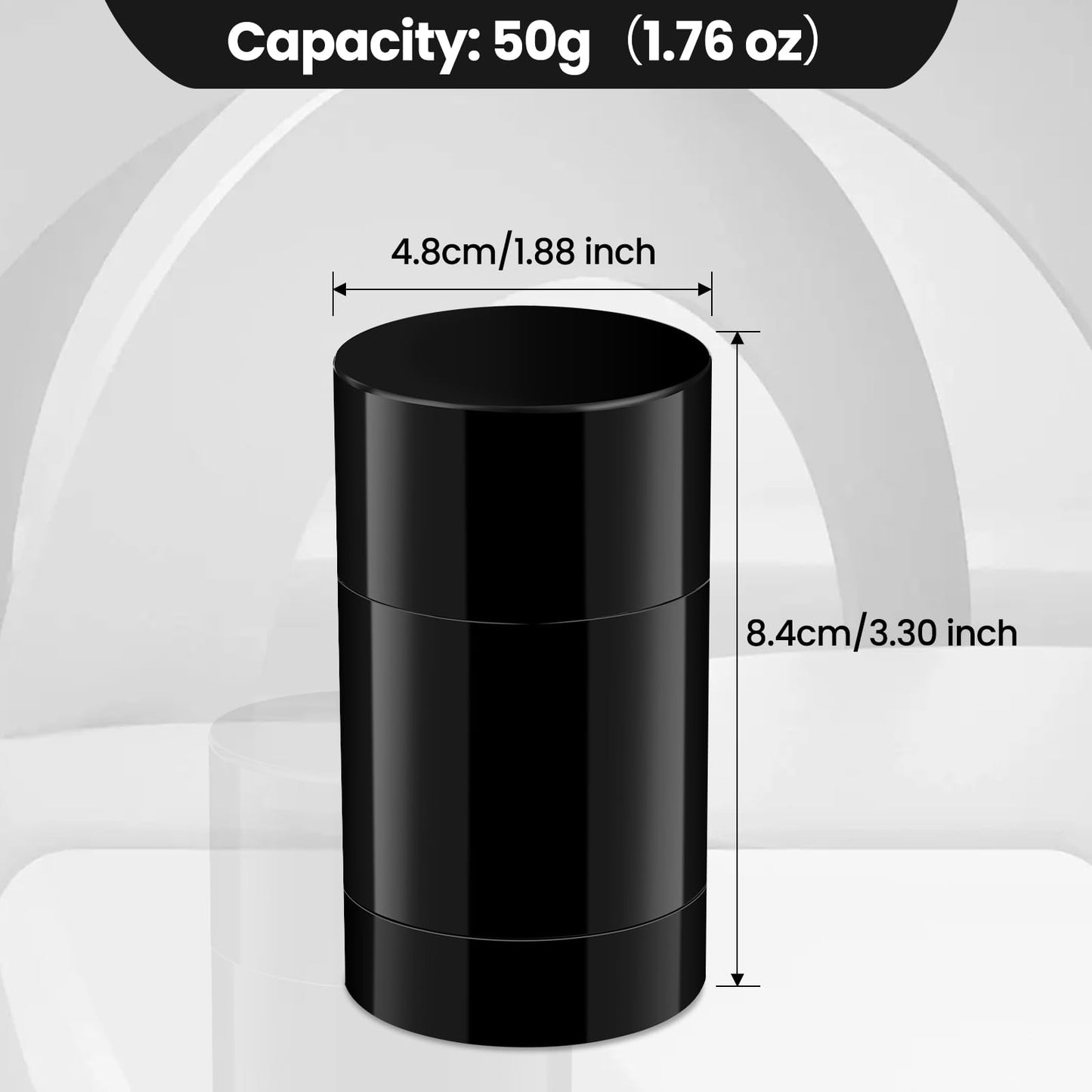 Sherules 15 Pack Black Empty Deodorant Containers - 1.7oz/50ml Twist-Up Refillable Tubes, Bottom-Fill Round Plastic Sticks for DIY Homemade Deodorant, Lip Balm & Solid Cosmetics