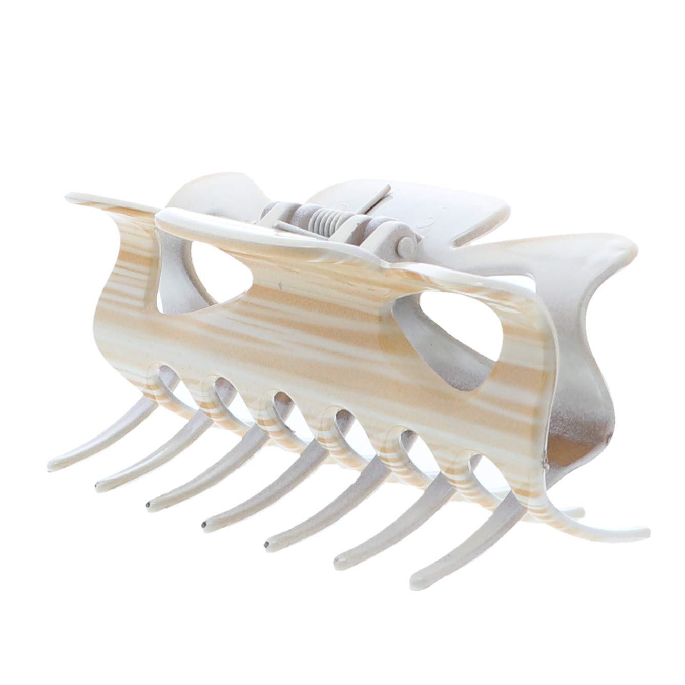 Tan 3 Inch Wood Look Hair Claw Jaw Clip - Set of 2