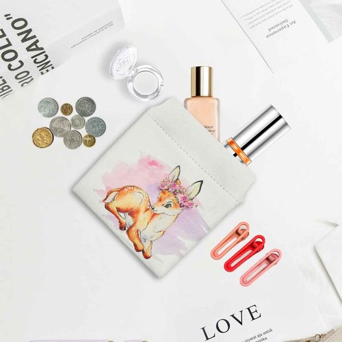 DEEZOMO Small Makeup Bag for Purse, Pocket Cosmetic Bag Squeeze Waterproof PU Leather No Zipper Self-Closing Mini Multipurpose Storage Bag for Travel, Lipsticks, Headphones, Cosmetics (Dog)