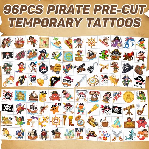 96 Pirate Temporary Tattoos - Party Favors & Classroom Rewards