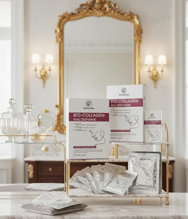 BIOROMA Collagen Face Mask Pack - Hydrating, Firming & Pore-Minimizing Hydrogel Masks 34ML x 4