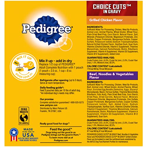 Pedigree Choice Cuts in Gravy Wet Dog Food 8-Count Variety Pack, 3.5 oz. Pouches (Pack of 2)