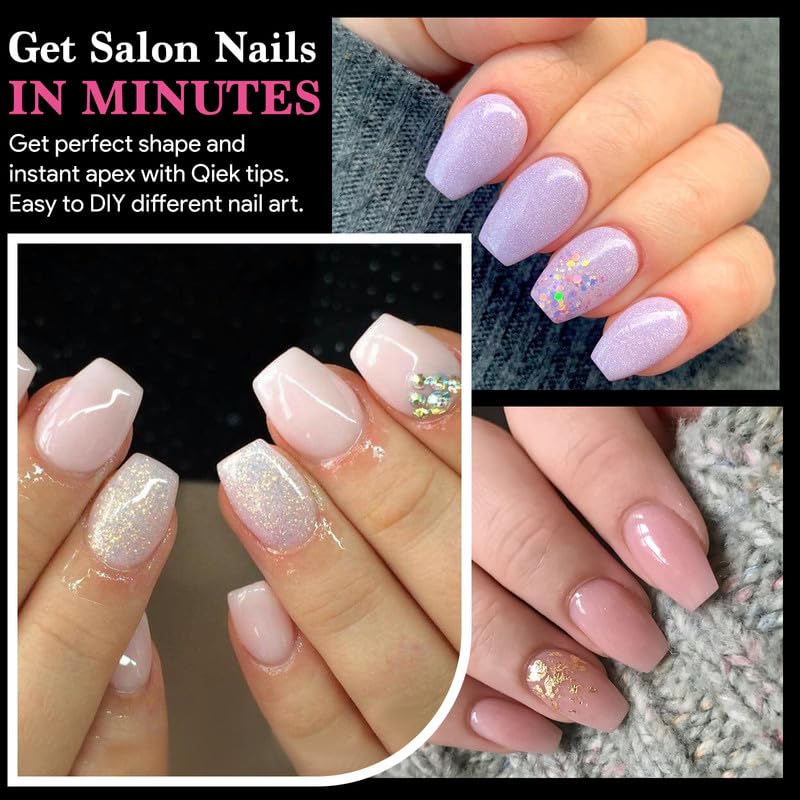 Extra Short Coffin False Nail Tips - 510 PCS Clear Gel Extensions